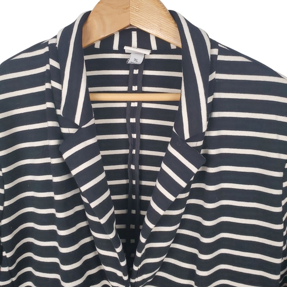 a new day Black and White Striped Blazer. Cotton Knit. XL. A0012 - Picture 2 of 10